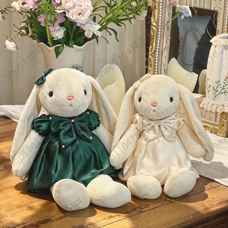 Princess Dress Long Ear Rabbit Plush Doll Sweet Bunny Toy Soft Fluffy Puppy Plushie Skirt Rabbit Companion Doll Gift for Girls