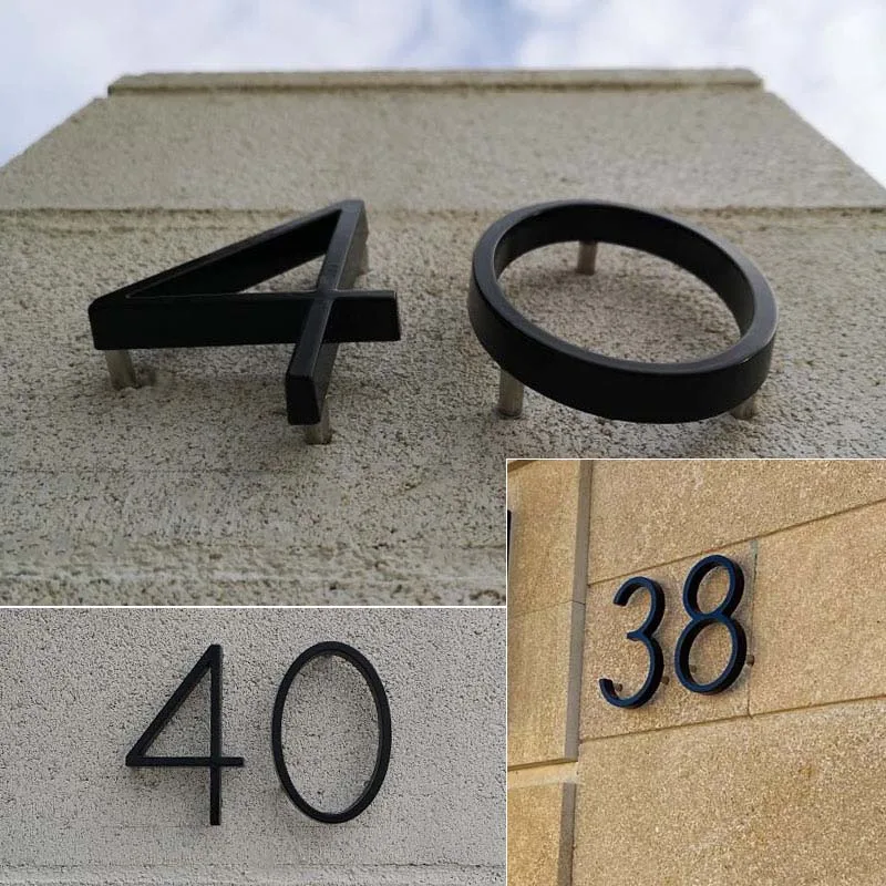 5 inches House Numbers Letters Outdoor Street Address Sign Plates Floating Metal Door Number Doorplates Modern Mailbox Signs 0-9