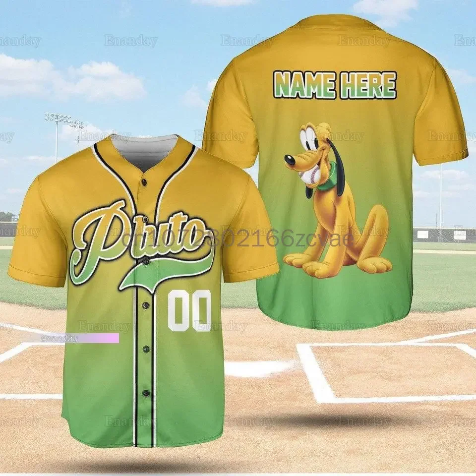 Custom Name Disney Pluto Baseball Jersey Men Women Tops Disney Baseball Uniform Shirts Casual Party T-Shirts