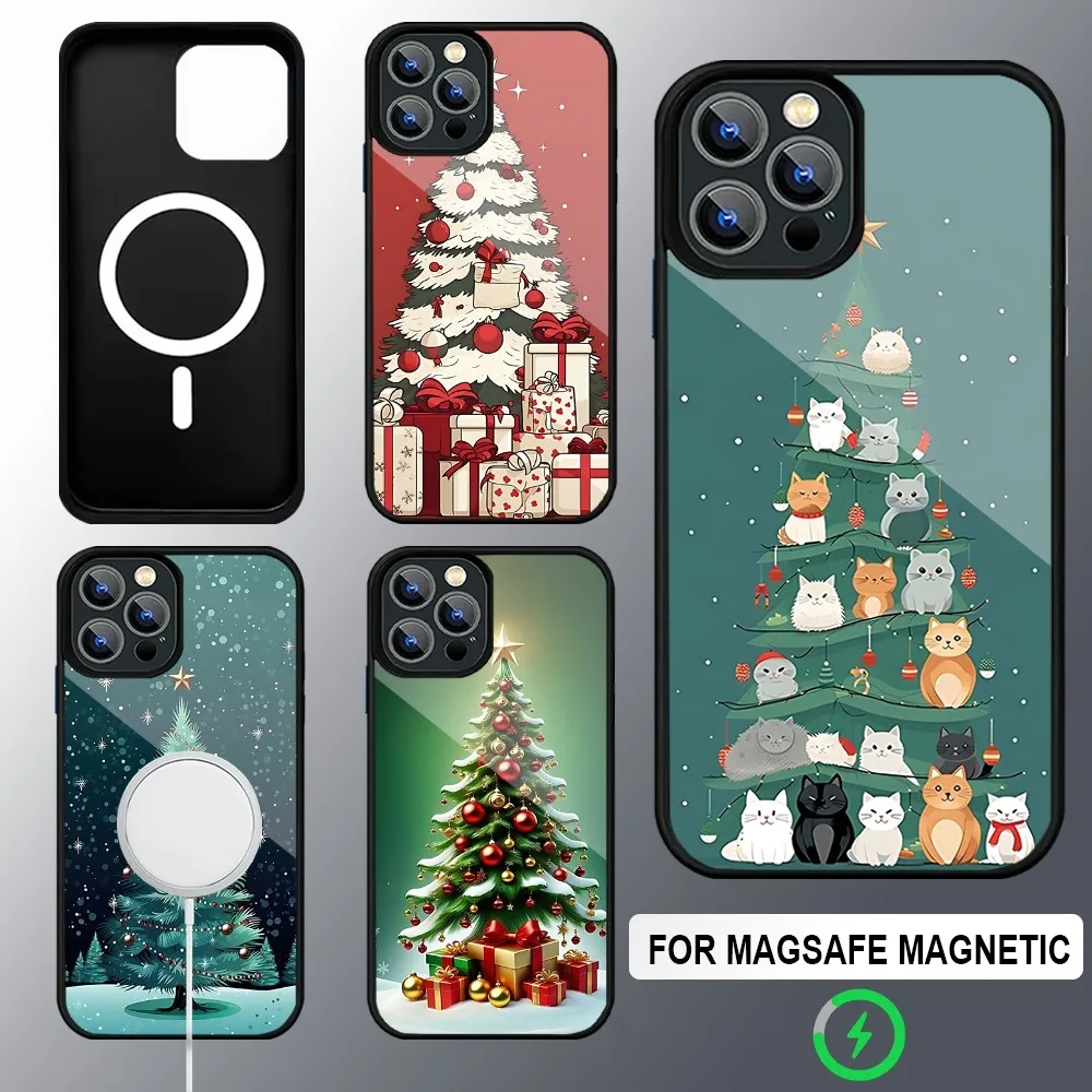 Merry Christmas Tree Phone Case Magsafe Wireless Charging Cases For IPhone 16 15 13 12 11 14 Pro Max Mini 8 Plus XS X XR