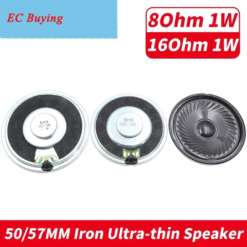 2Pcs 50MM 57MM 8Ohm 16Ohm 1W Loud Speaker 8R 16R 1 Watt Ultra-thin Horn 8 16 Ohm Round Loudspeaker For Audio Diy Electronic