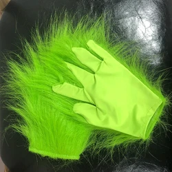 1PC Christmas Gloves Green Plush Gloves Funny Thief Green Monster Gloves Halloween Cosplay Costume Accessories Party Props