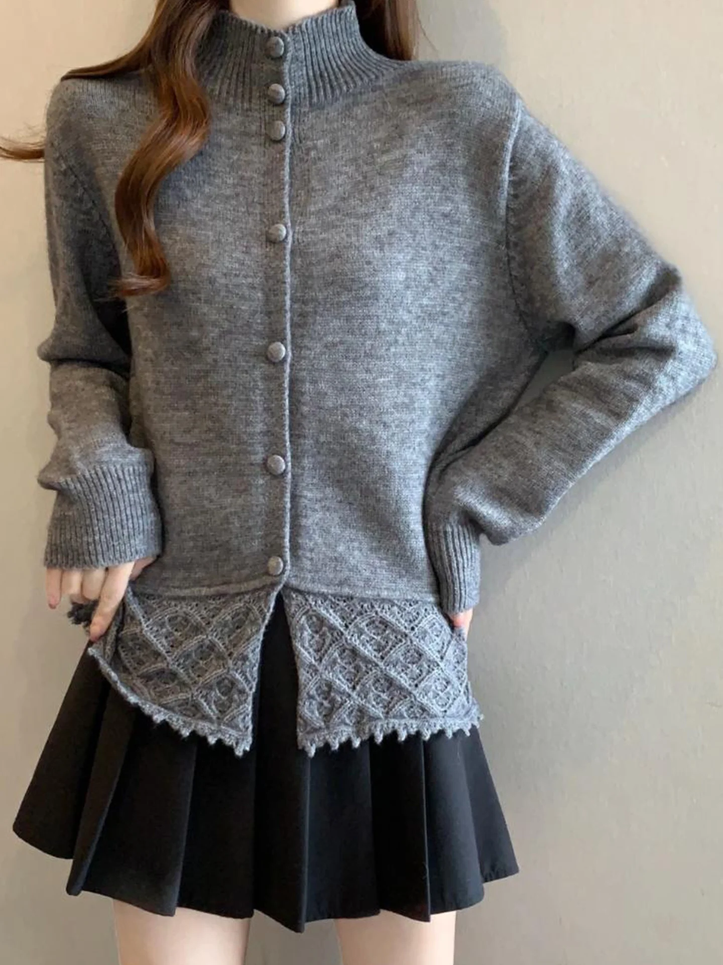 

Вязаный открытый кардиган для женщин больших размеров: осенне-зимний, теплый, стройнящий, для ношения под одеждой, в стиле Lazy Sle, с эффектом высококачественного свитера