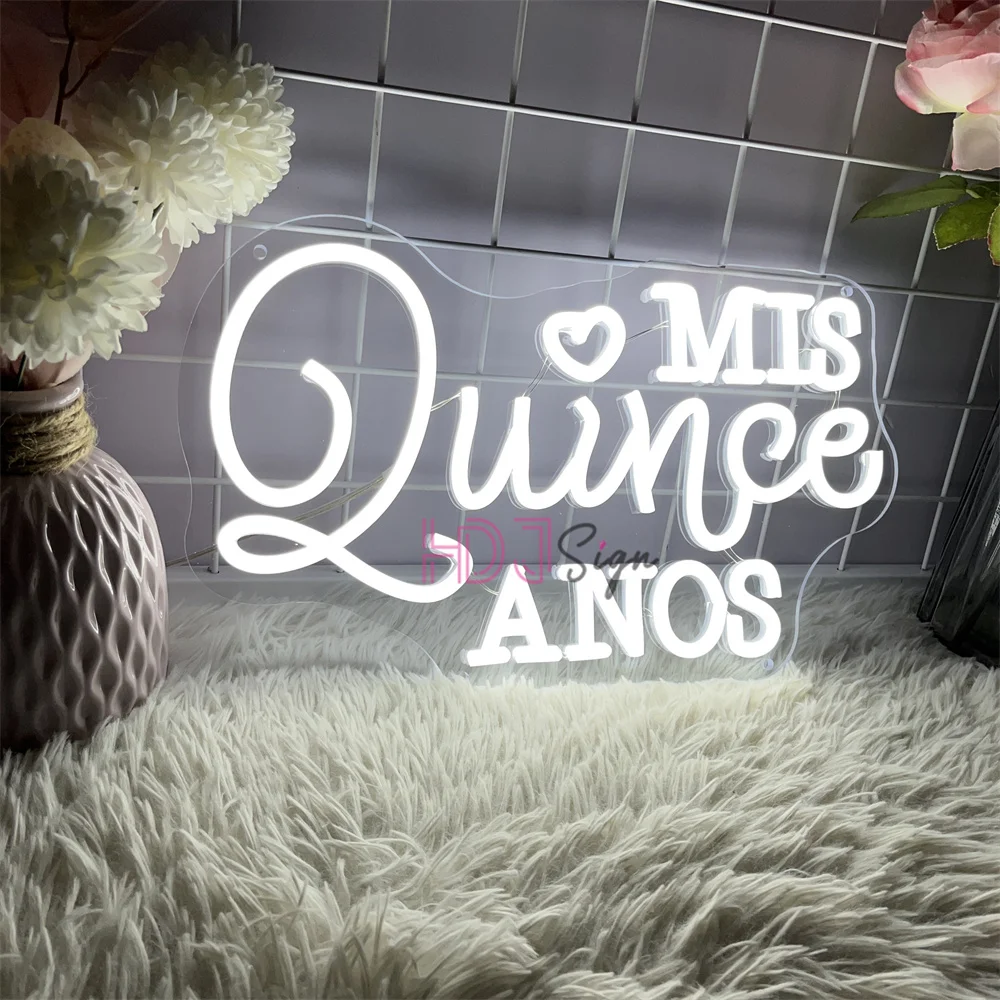 Mis Quince Anos Neon Led Sign Happy Birthday Neon Lights Party Room Wall Decor Mis Quince Anos Neon Signs Birthday Decoration