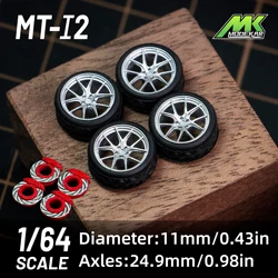 1/64 Wheels with Rubber Tires 10mm 11mm Model Car Conversion Parts JDM Hot Wheels MiniGT (with disk brake)