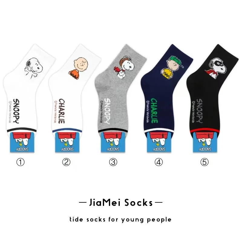 1PCS Cartoon Snoopies Cotton Men Women Soft Breathable Sports Long Stocking  Spring Autumn Casual Short Stockings Gifts