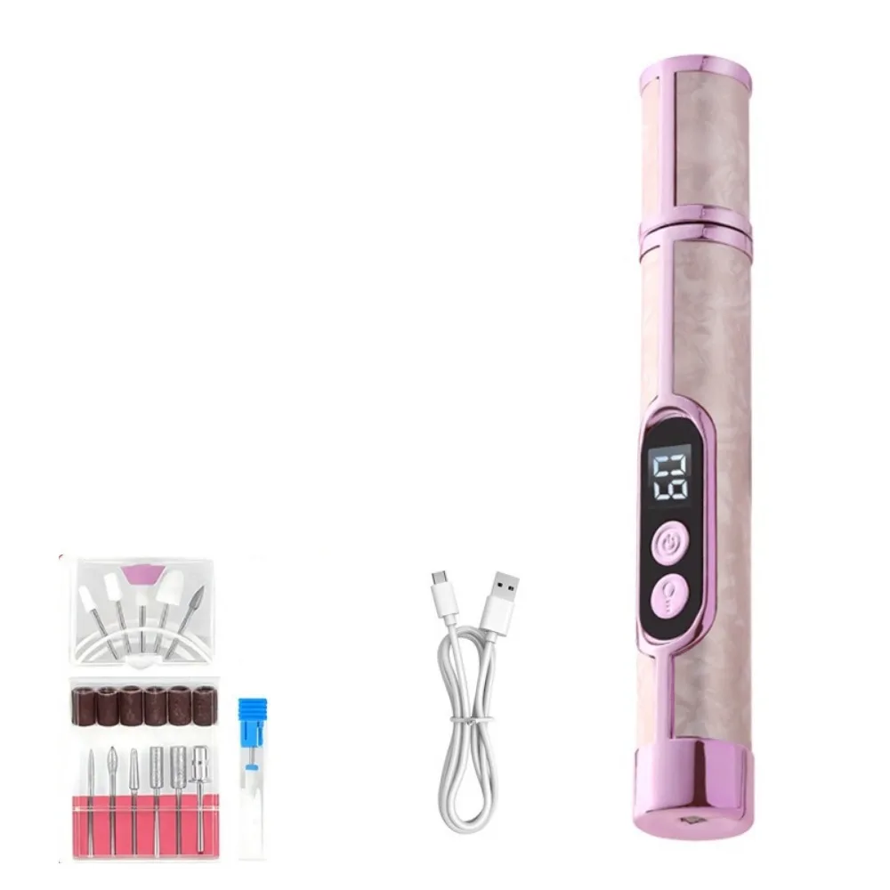 High Speed Nail Drill Machine Rechargeable Digital Display Nail Polisher Pen-Style Cordless Nail Grinder Set Salon Use