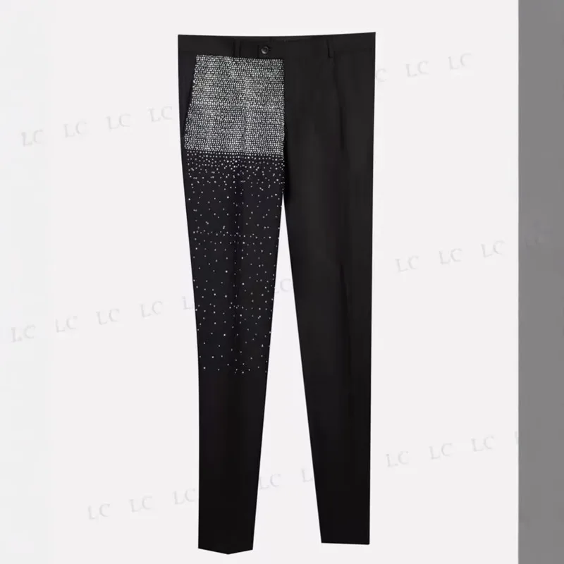 WVGA Spring Autumn New Men Oversized Two Pieces Set Trendy Hand-nailed Beads Blazer Niche Chic Casual Straight Suit Pants W26601