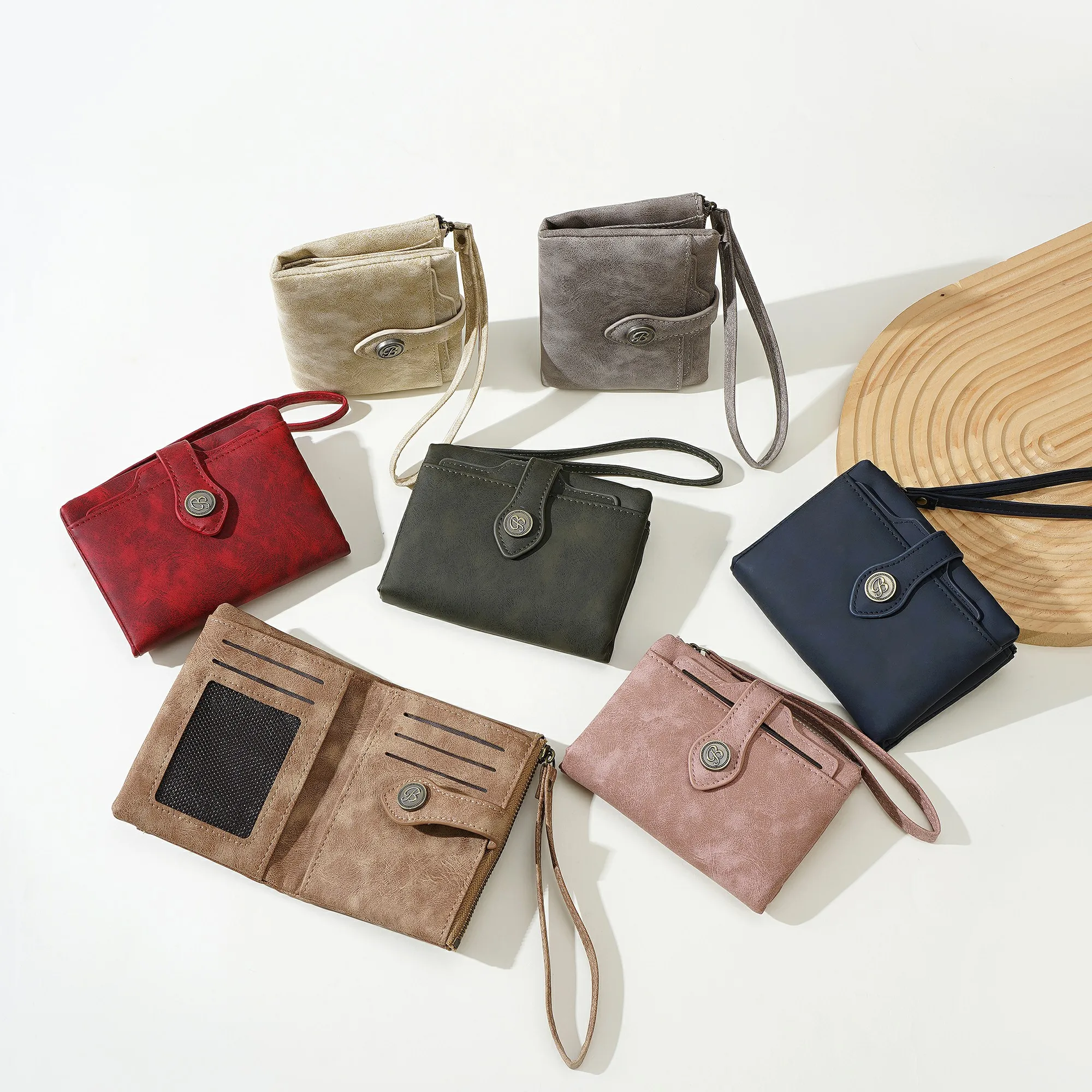 1 Stück - Baellerry Damen Vintage PU-Leder Kurzbörse mit 80% Rabatt, mit Handgelenkschlaufe, 8 Kartenfächern + Ausweisfenster + abnehmbarem Kartenhalter, praktisches Geburtstagsgeschenk für Frauen. – Detail 32