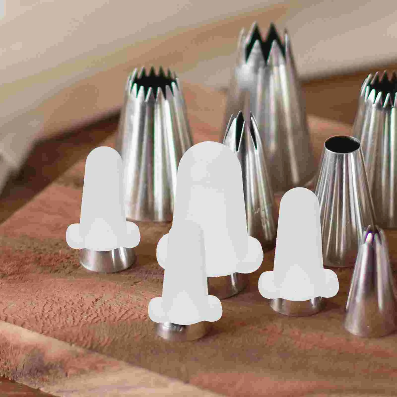 3 Pcs Pipe Protective Cap for Piping Tips Small Silicone Covers Nozzle Sleeves White