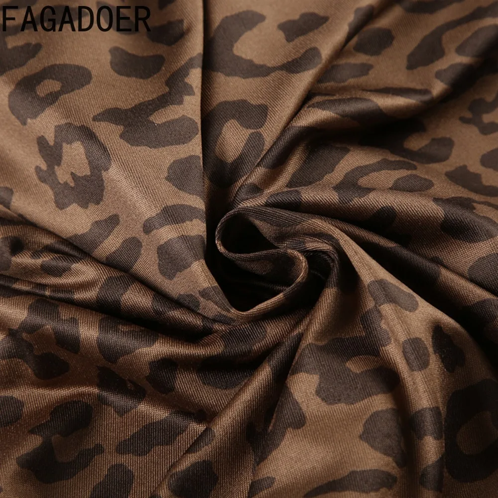 FAGADOER-Ensemble deux pièces imprimé léopard pour femme, haut court et mini jupe imbibés, fourrure à lacets, patchwork, streetwear féminin sexy, printemps, nouveau