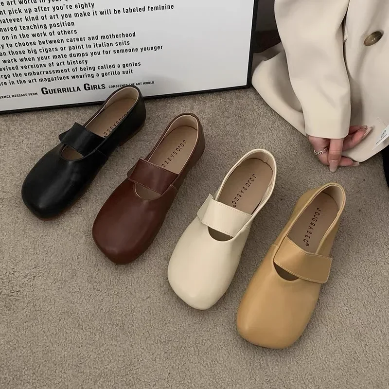 2024 hohe Qualität Weibliche Schuhe Mary Janes frauen Wohnungen Casual Täglichen Wohnungen Frauen Solide Outdoor Weichen Boden PU Damen schuhe