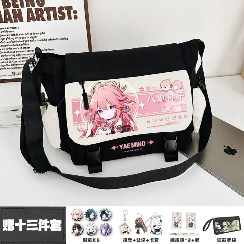 Genshin Impact Yae Shenzi Hutao Single Shoulder Cartoon Anime Crossbody For Middle And High School Students Canvas Tutoring B