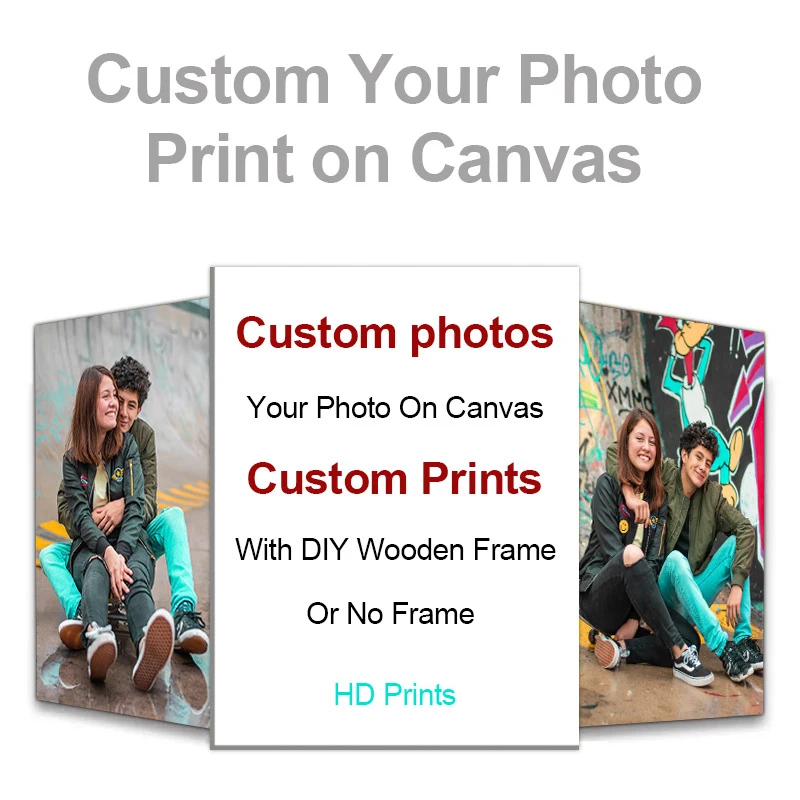 1 pcs Custom photo Poster with DIY frame or No frame  for Room Decor,Send wedding dress, family, couple photos Personalized Wall