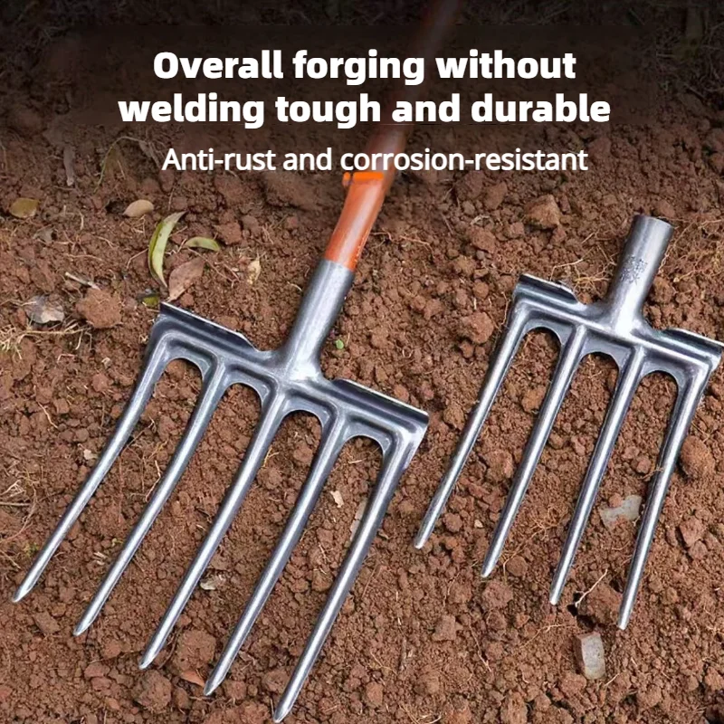 1 szt. Wytrzymały widelec do gleby ze stali manganowej, narzędzie ręczne do uprawy rolniczej, do efektywnego spulchniania gleby ogrodowej i usuwania chwastów.