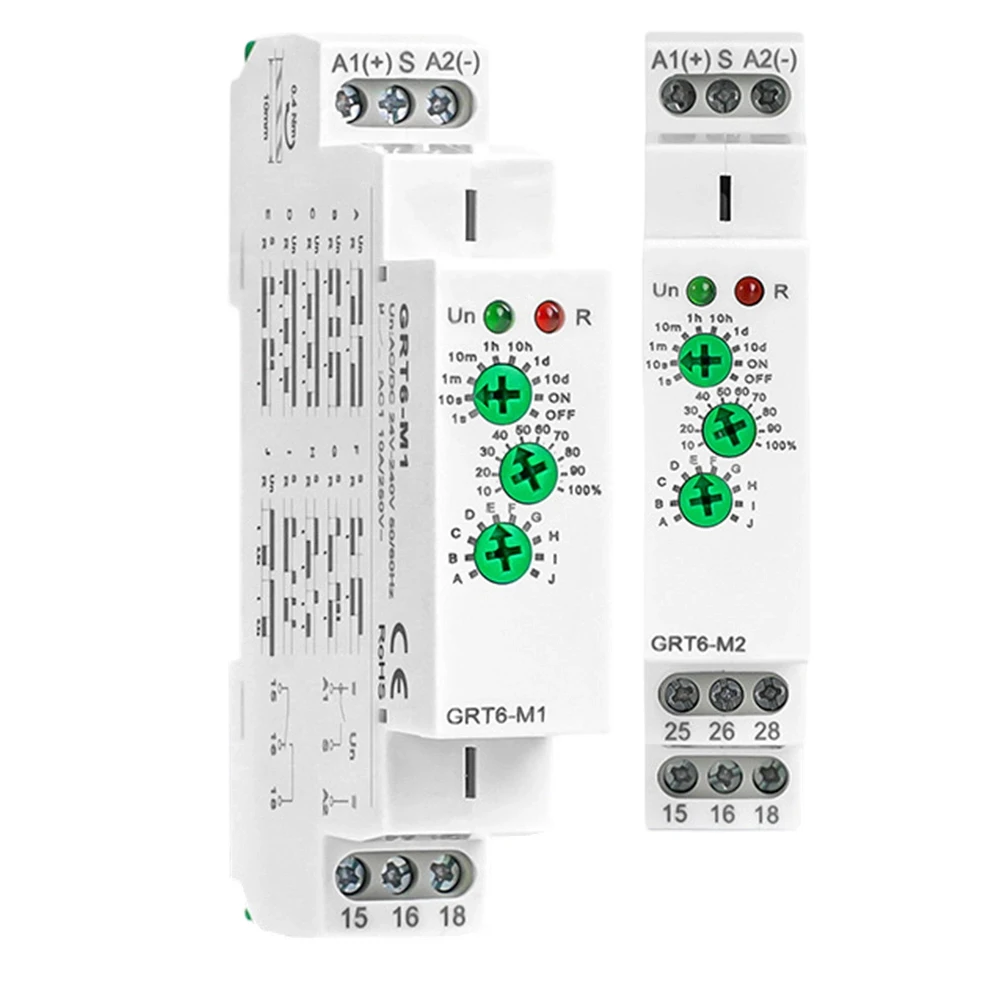 GRT6-A1 T'ime Delay Relay 0.1s-10 Days Adjustable On Delay T'imer 1NO1NC DIN Rail Mount For Industrial Automation Control