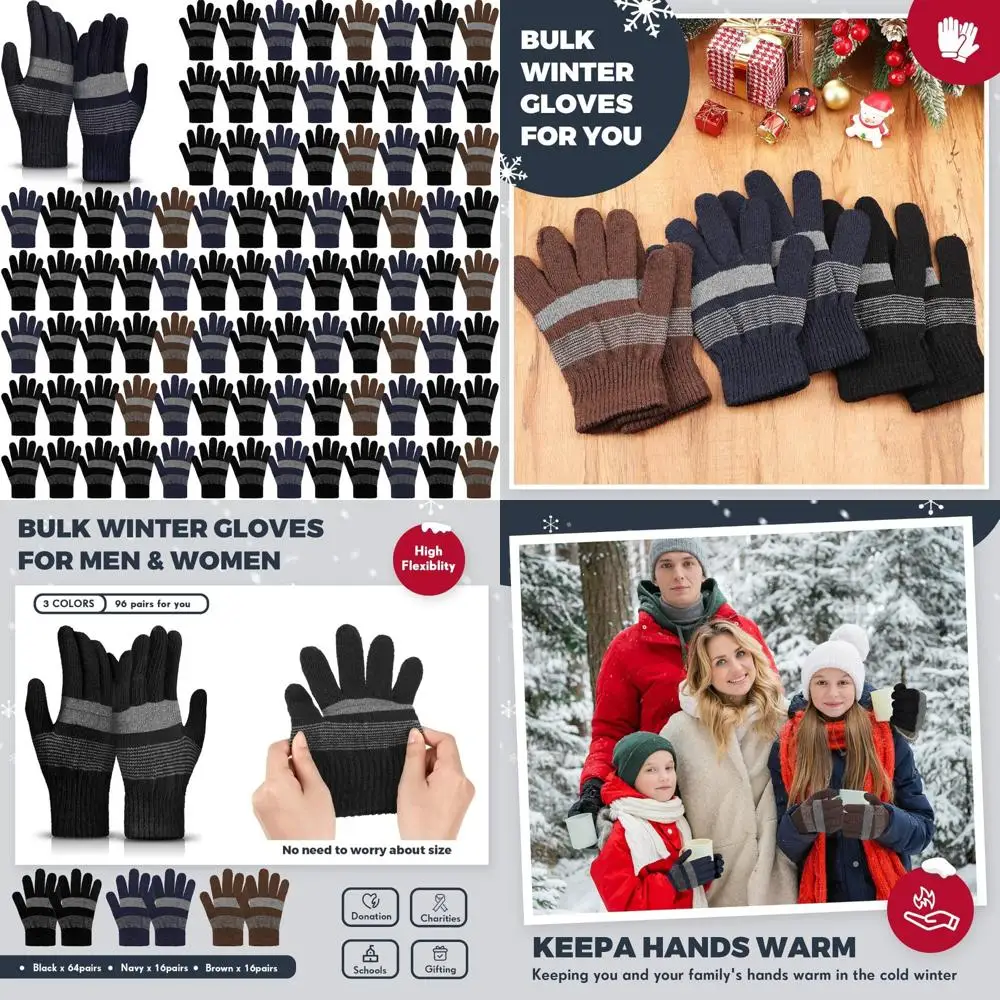 قفازات متماسكة دافئة قابلة للتمدد، أصابع كاملة، قفازات شتوية حرارية للرجال والنساء، أفكار هدايا دافئة ودافئة #1
