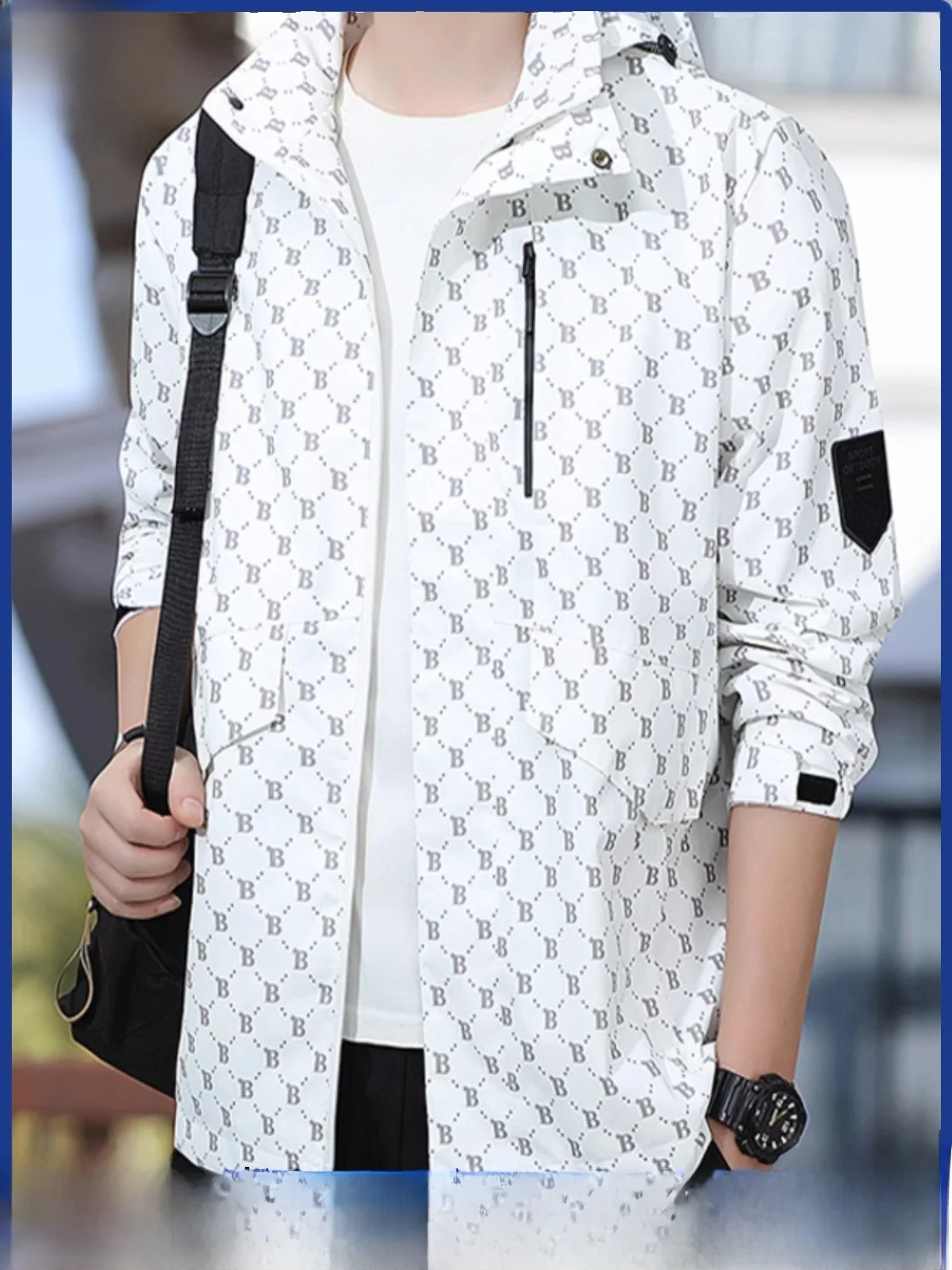 

Мужская демисезонная куртка с капюшоном для активного отдыха, ветрозащитная, из полиэстера, на молнии, с длинными рукавами, свободного кроя