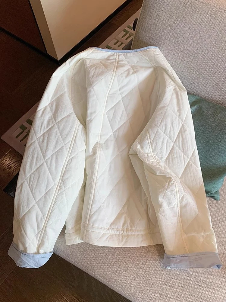 

Chic Color Blo Cotton Jaet round Ne Men's Lazy Versatile Button Design Autumn Winter Korean Sle Loose Fit Long Sve