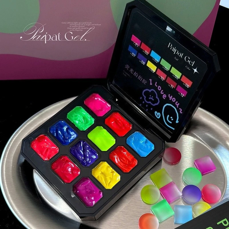 الصلبة جيل للأظافر لوحة الفلورسنت بات اللوحة الربيع الصيف اللون لمسمار الفن تصميم شبه دائم نقع قبالة الأشعة فوق البنفسجية هلام الورنيش