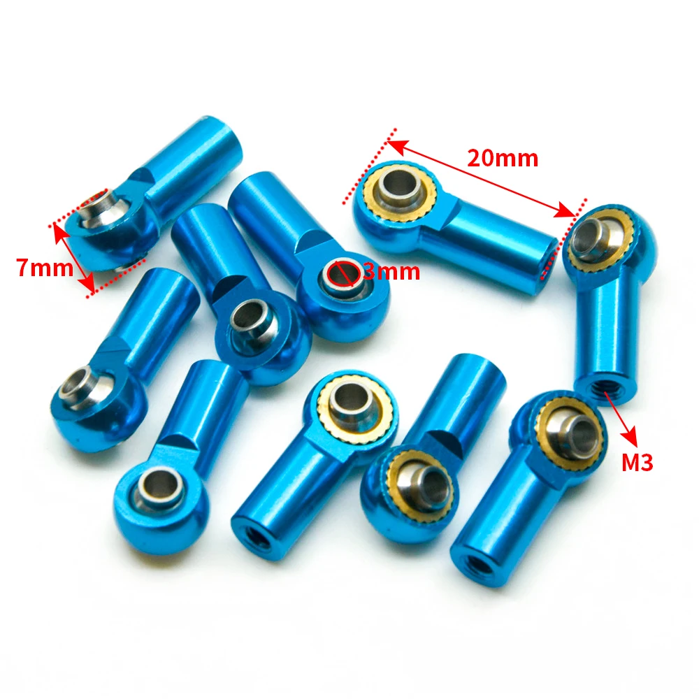 AXSPEED 5/10Pcs Aluminum M3 Clock-wise Thread Ball Head Tie Rod End Joint for Axial SCX10 Sakura D4 1/10 RC Car Upgrade Parts