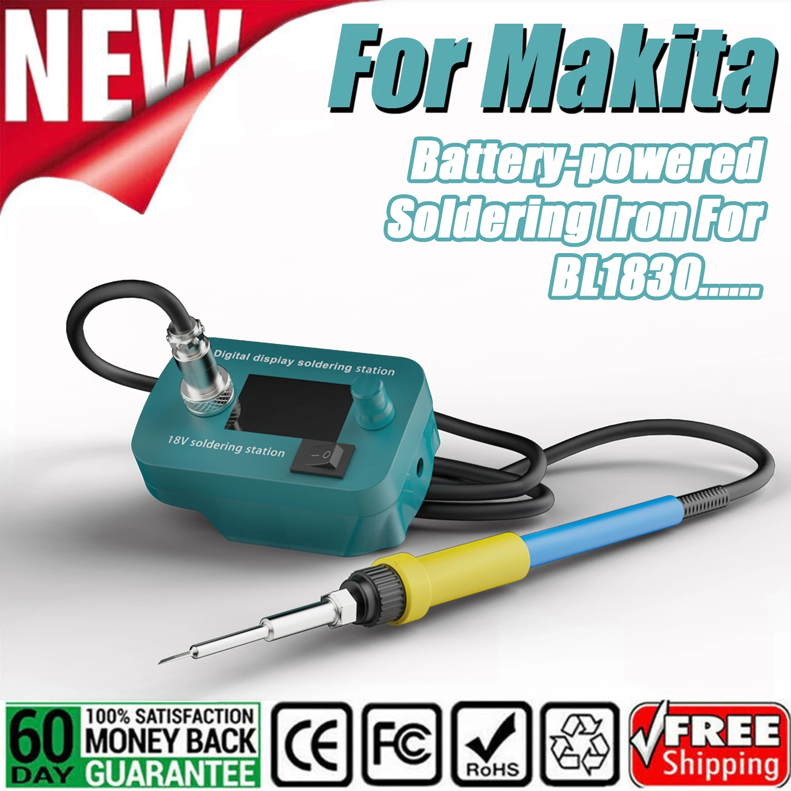 Cordless Soldering Iron For Makita BL1830 BL1850 BL1860 Li-ion Battery Digital Display Quick Heating 60W 18V Welding Power Tool