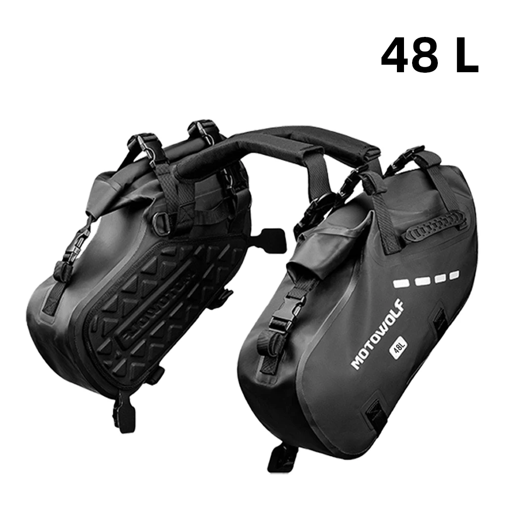 Waterdichte Motortas 18L 28L 48L Motorfiets Zadel Zijtas Grote Capaciteit Universal Fit Motorfiets Fietstas - afbeelding 1