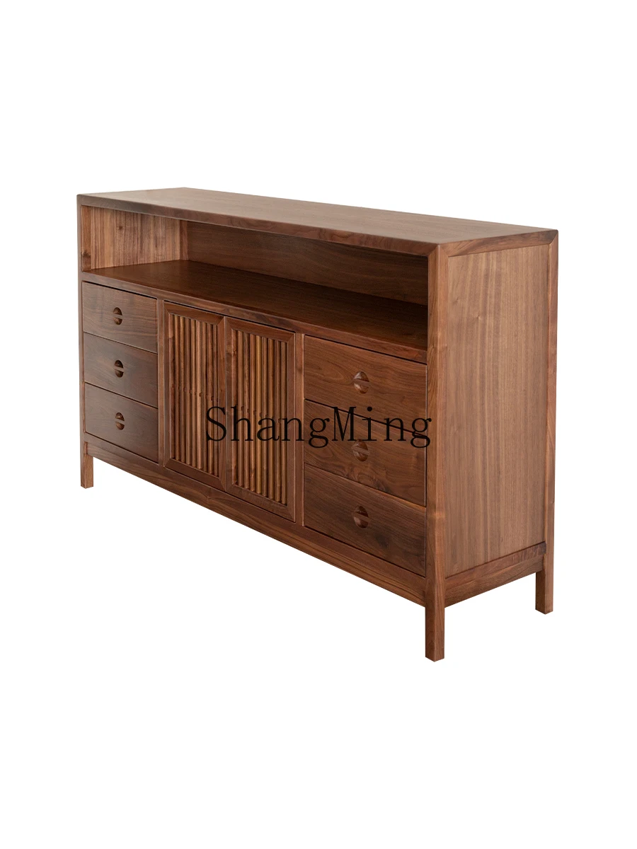 

HJ new Chinese black walnut dining side tea cabinet storage low cabinet tea room tea storage