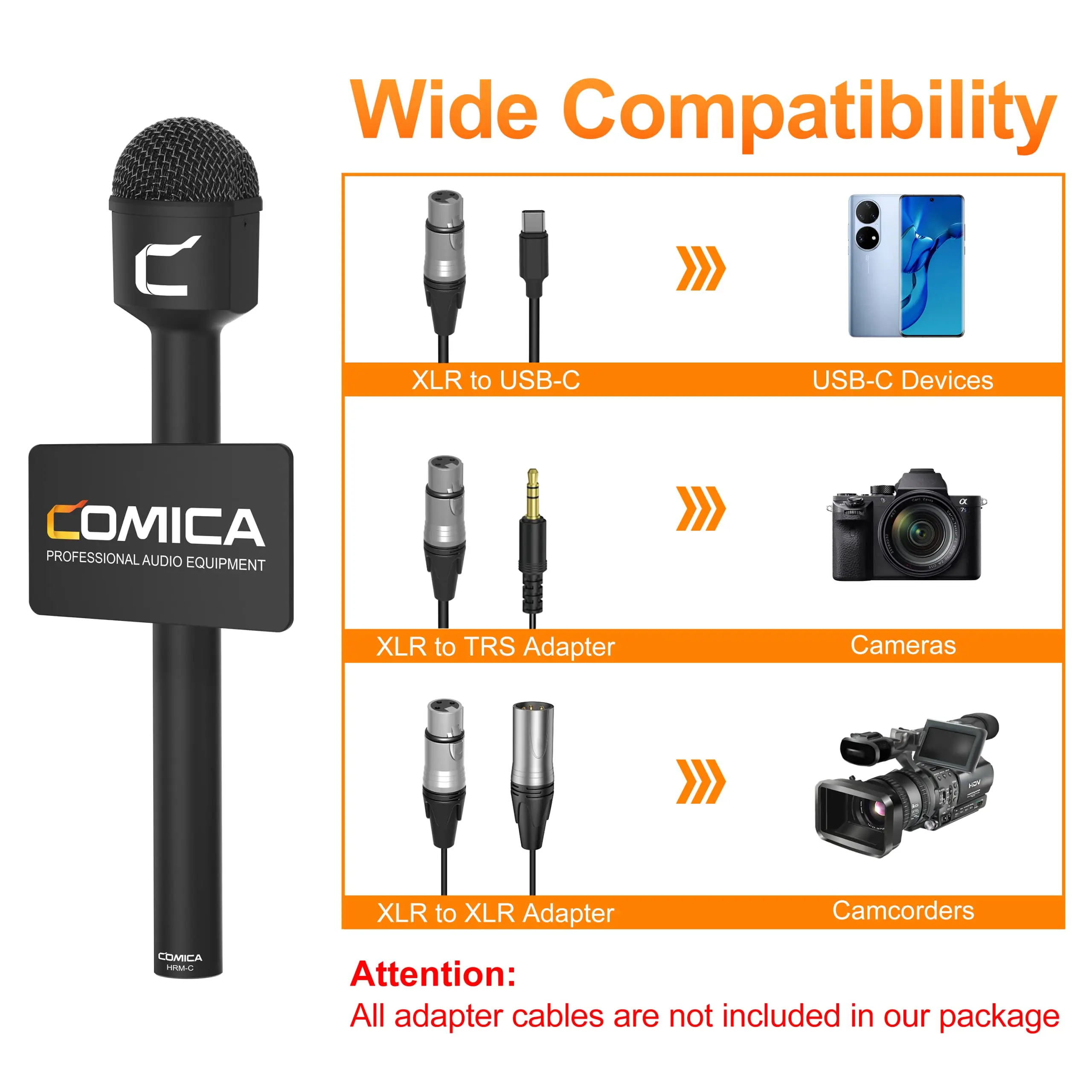 Comica HRM-C Omnidirectional Handheld XLR Interview Microphone ,Vocal Microphone for DSLR Cameras Camcorder Smartphone Speech