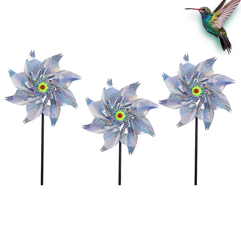 

1Pc Bird Repeller Pinwheels Reflective Sparkly Bird Windmill Protect Garden Plant Flower Garden Lawn Bird Repeller Decoration