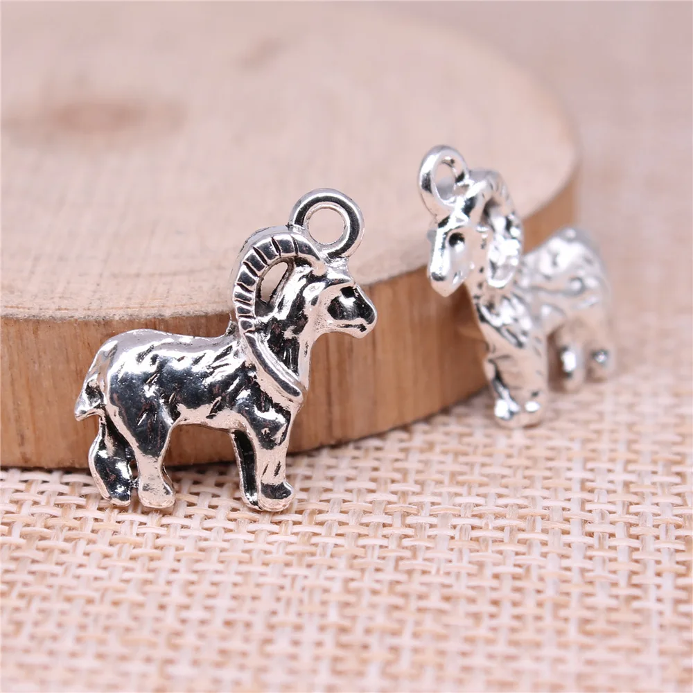 10Pcs/Lot Charms Goat Ram 18x19mm Tibetan Silver Color Pendants Antique Jewelry Making DIY Handmade Craft