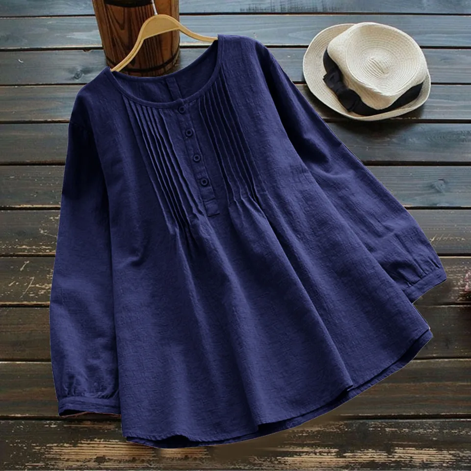 Loose Cotton Linen Long Sleeve Women Shirt