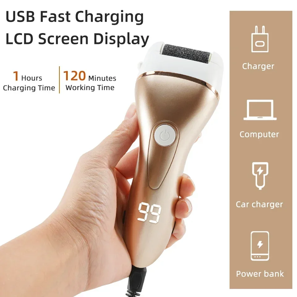 Arquivo elétrico recarregável do pé do USB, removedor do calo, ferramentas mortas dos cuidados com a pele, arquivos dos pés, pedicure