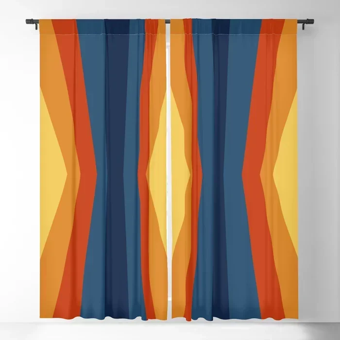 Bright 70's Retro Stripes Reflection Blackout Curtain 3D Print Window Curtains for Bedroom Living Room Decor Window Treatments