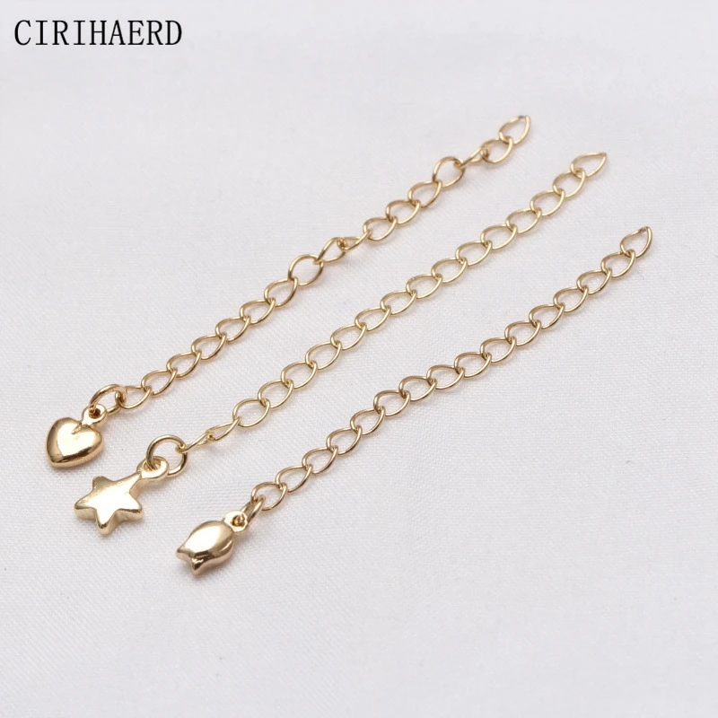 14K/18K Gold Plated Brass Extender Chains DIY Jewelry Accessories Bracelets Necklace Extension Chain Jewellery Making Supplies