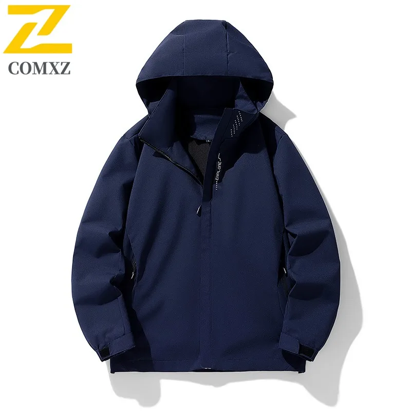COMXZ Herrenjacke, Freizeit, abnehmbare Kapuze, Outdoor, Klettern, leichte Motorradjacke, Camping, winddicht, Herbst-Windjacke