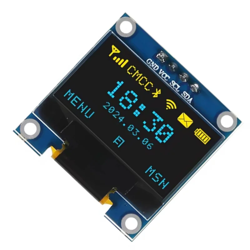Modulo schermo OLED da 0,96 pollici ABSQ I2C IIC 128X64 SSD-1306 Schermo LCD 3.3V-5V Blu Giallo per ESP32 ESP8266