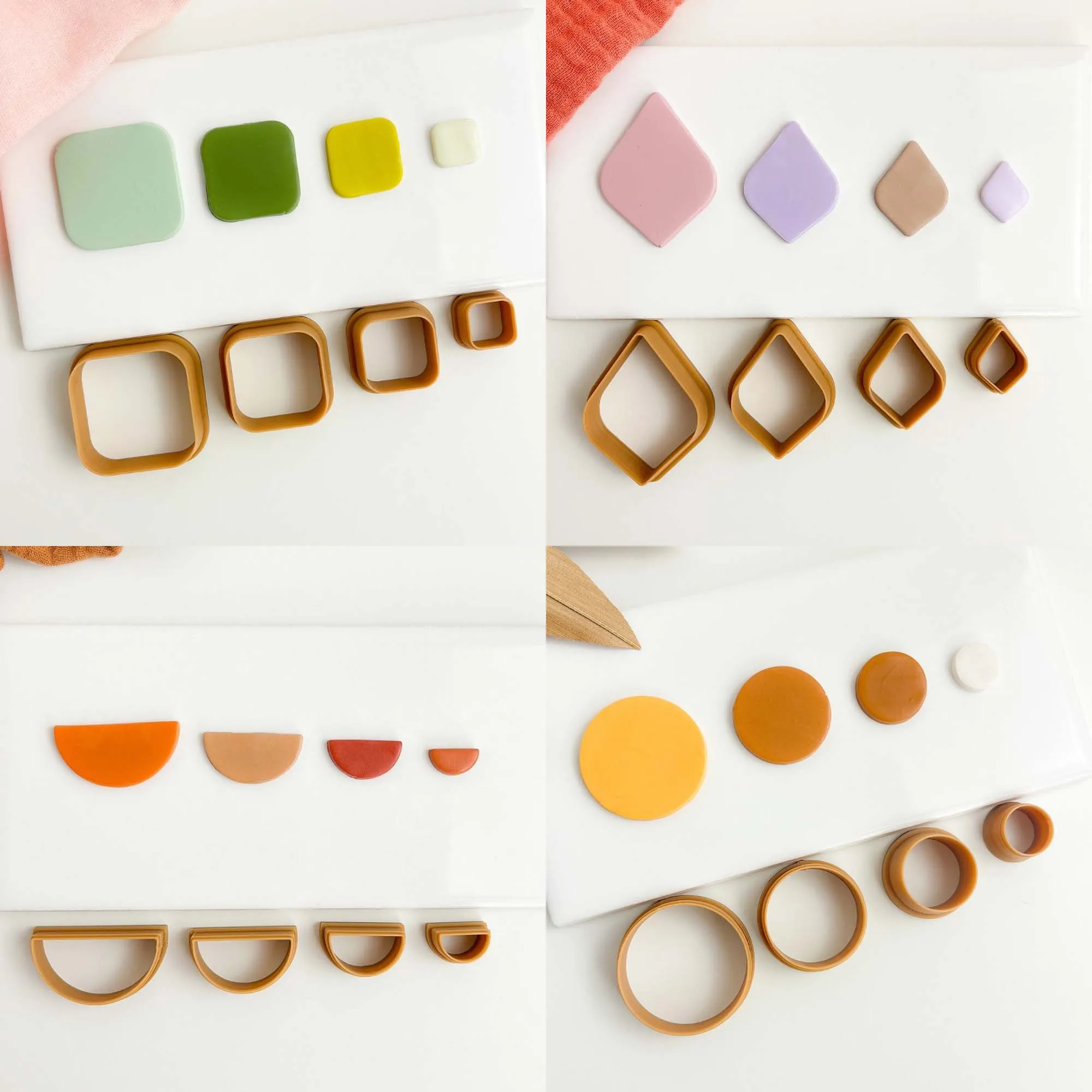4 Pçs/set Quadrado Arronizado/Círculo/Bria/Meio Círculo Forma Orgânica Cortadores de Argila de Polímero suprimentos para Fazer Brinco DIY