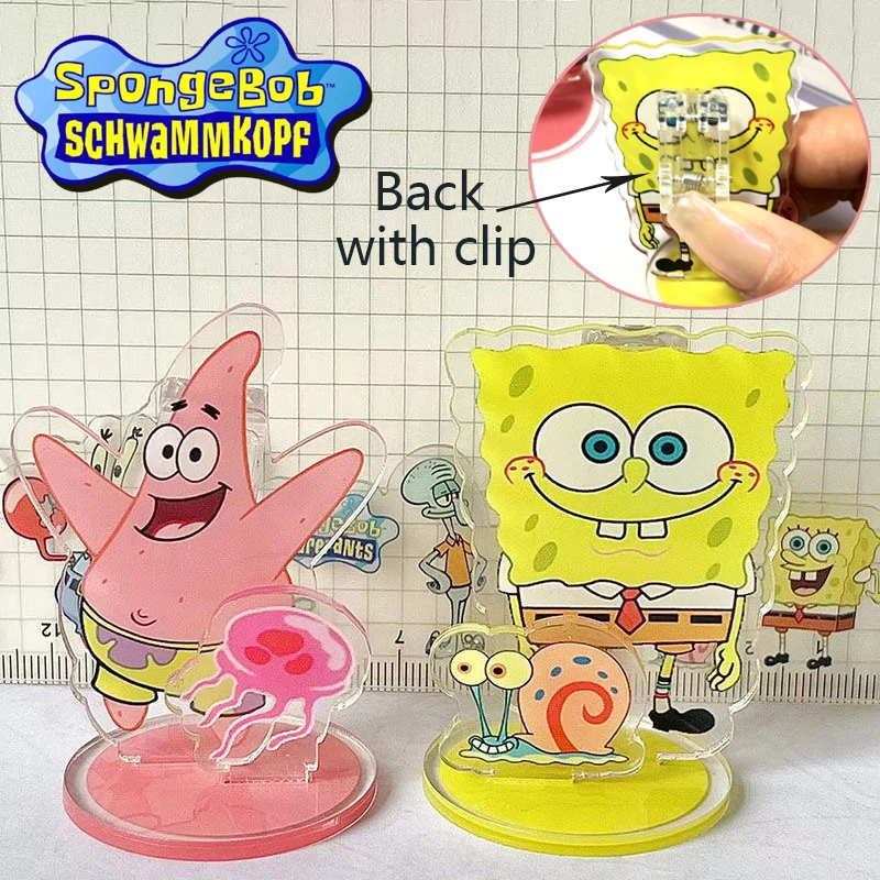 SpongeBob SquarePants Figurka akcji Cartoon Patrick Star Akrylowy stojak Figurka Model Zabawka Anime Ozdoba na biurko Dekoracja z klipsem