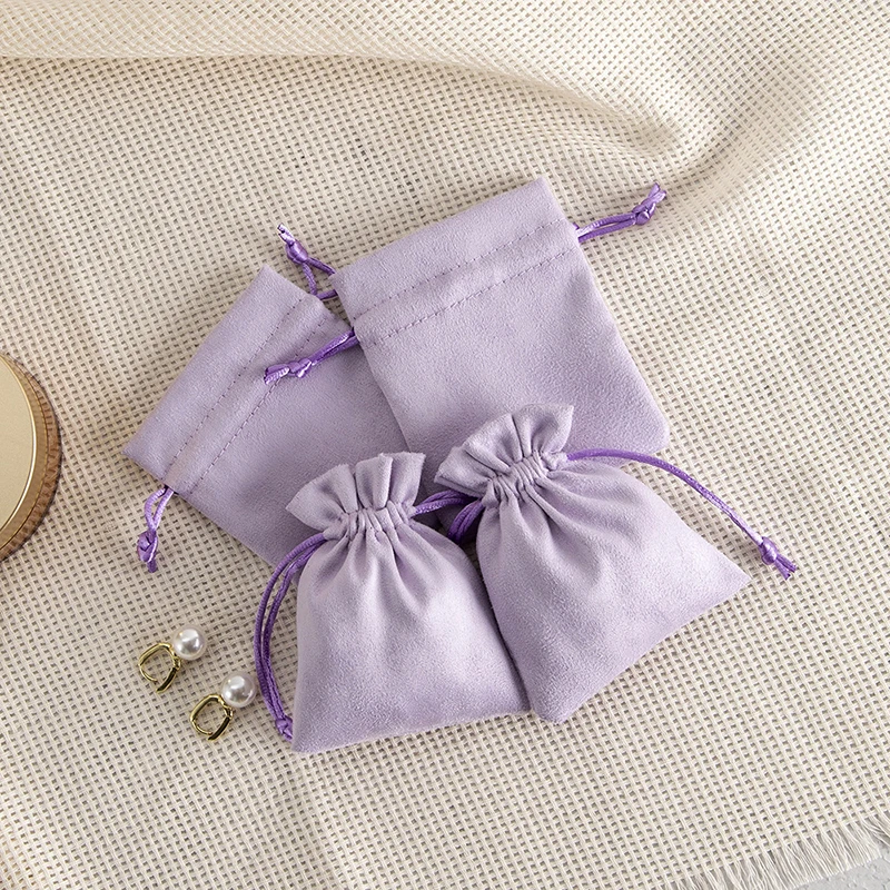 

10Pcs Suede Drawstring Pouches Jewelry Gift Bags Packaging Storage For Earrings Rings Necklace Pendant Bracelet Candy