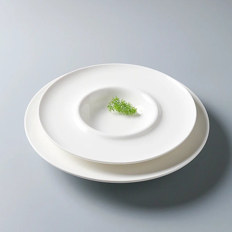

White Ceramic Plate Serving Plate Sushi Dish Salad Plate Pasta Dish Thick Soup Plates Molecular Cuisine Restaurant Tableware