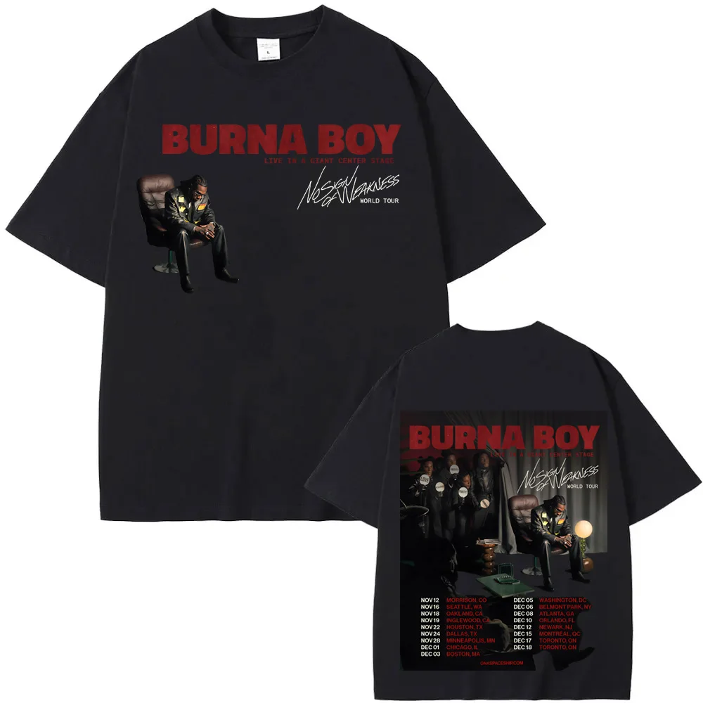 

Burna Boy T-shirts 2025 Summer new Rock Short Sleeve Oversized 100%Cotton Soft Clothes Round Neck High Quality Camiseta Hombre