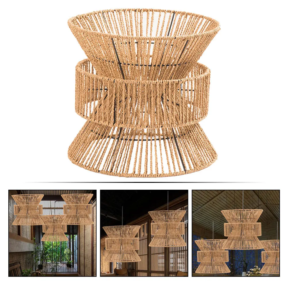 

Vintage Decorative Hemp Rope Lampshade for Pendant Lamp Hanging Light Warm Atmosphere No Irritation Decorative Lampshade