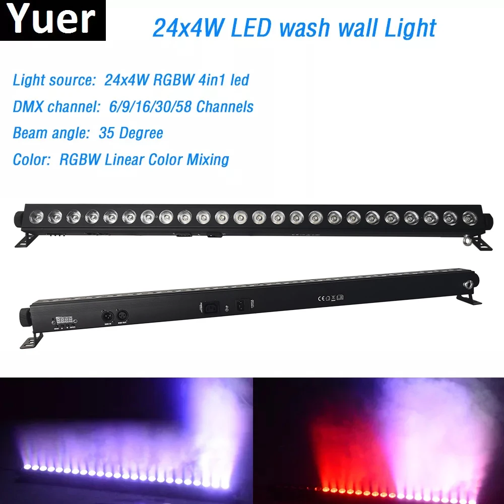 rgbw led wall wash light 4in light washer beam lighting dmx512 indoor flood down lighting para dj disco festa casamento bar palco 24x4w 01