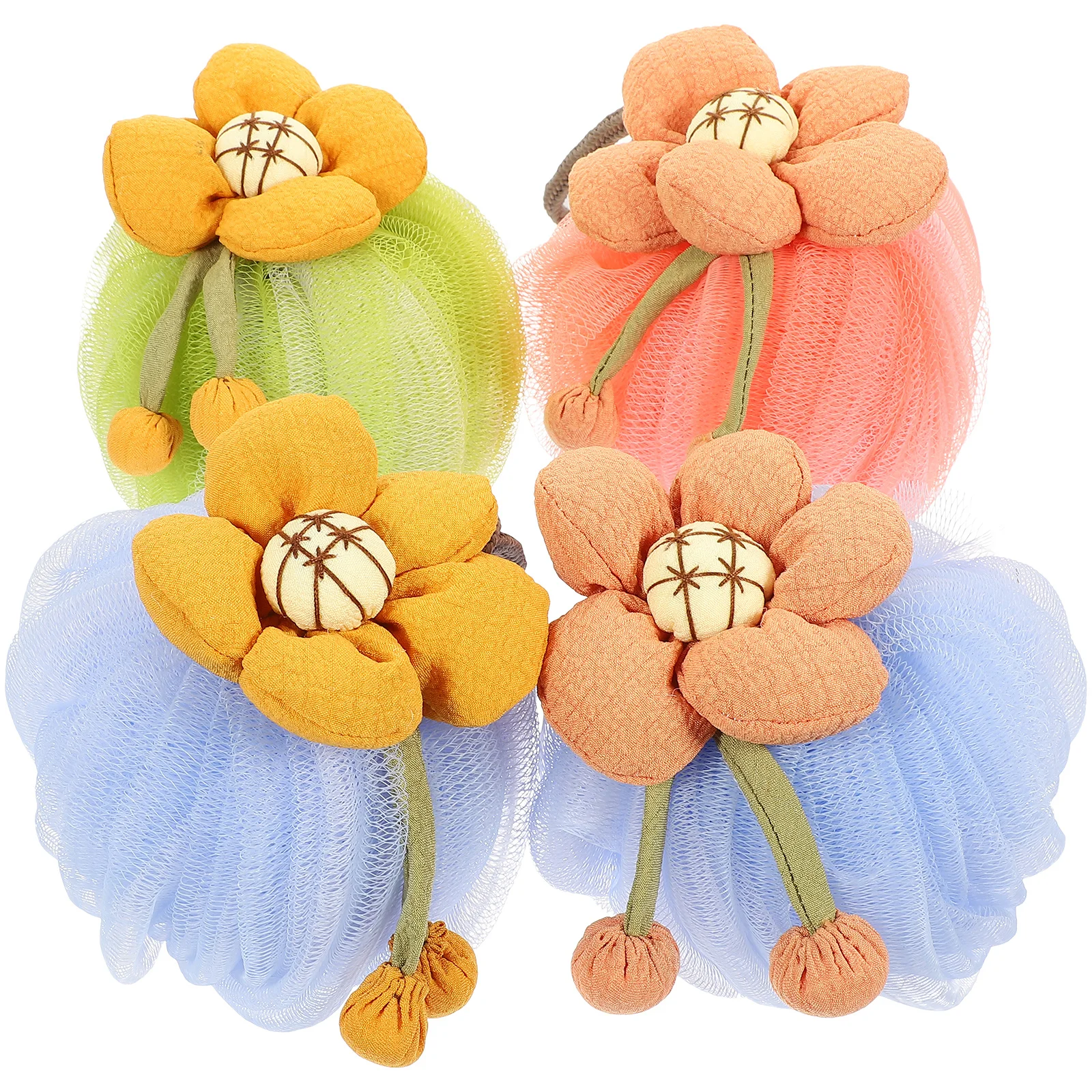 

4Pcs Cartoon Shower Sponge Body Scrubber Bath Balls Household Exfoliating Foaming Skin Cleaning Loofah Shower Scrubber for Body
