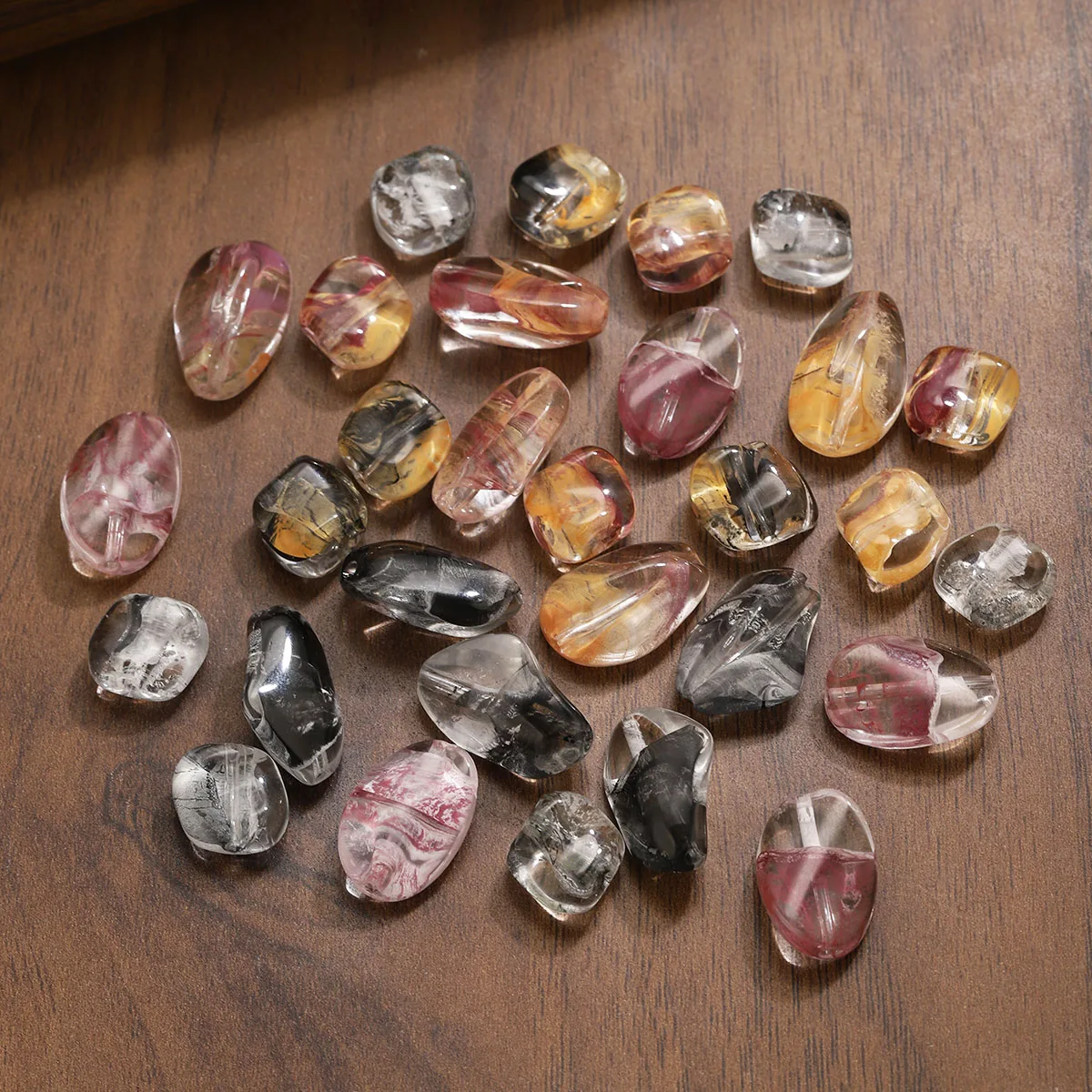 20pcs Vintage Marbled Watercolor Glass Irregular Loose Bead Through Hole Handmade DIY Bracelet Earring Jewelry Accessories Craft