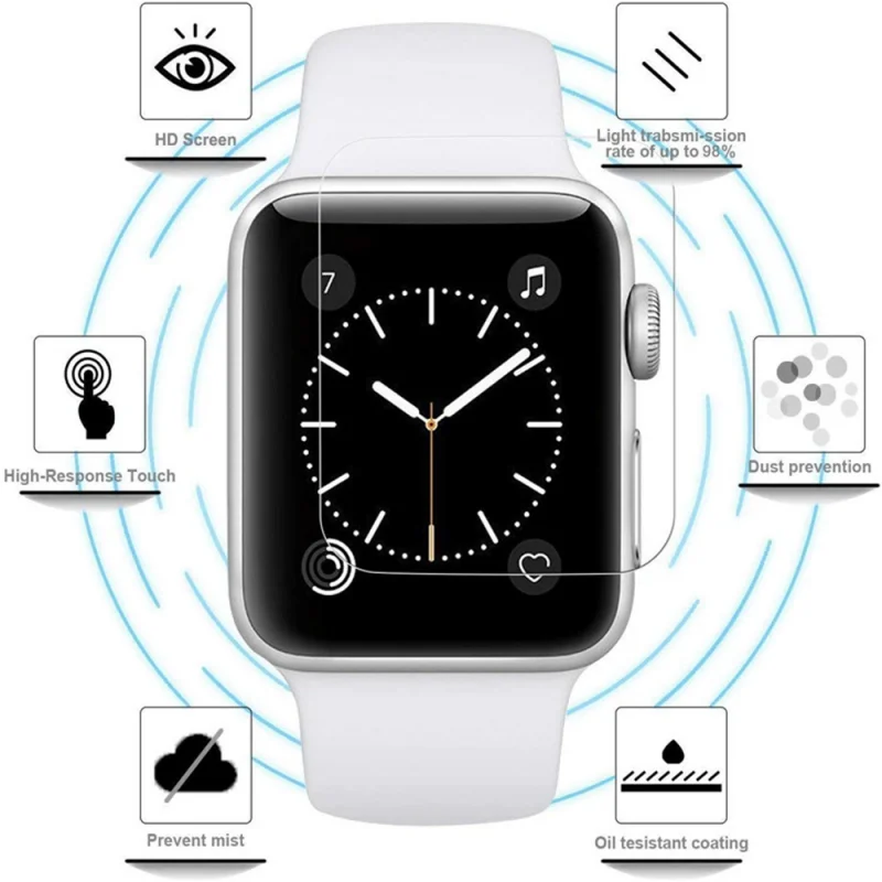 1 шт. Защитная пленка для экрана для Apple Watch 9 8 7 6 SE 5 4 3 полная защитная пленка для iWatch серии 38 мм 40 мм 41 мм 42 мм 45 мм 49 мм