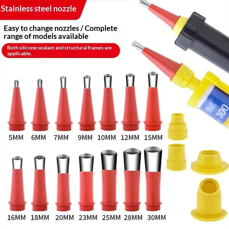 5/23 Pcs Stainless Steel Caulking: Nozzle Silicone Sealant Tool Set Bathroom Kitchen Sink Joint Sealing