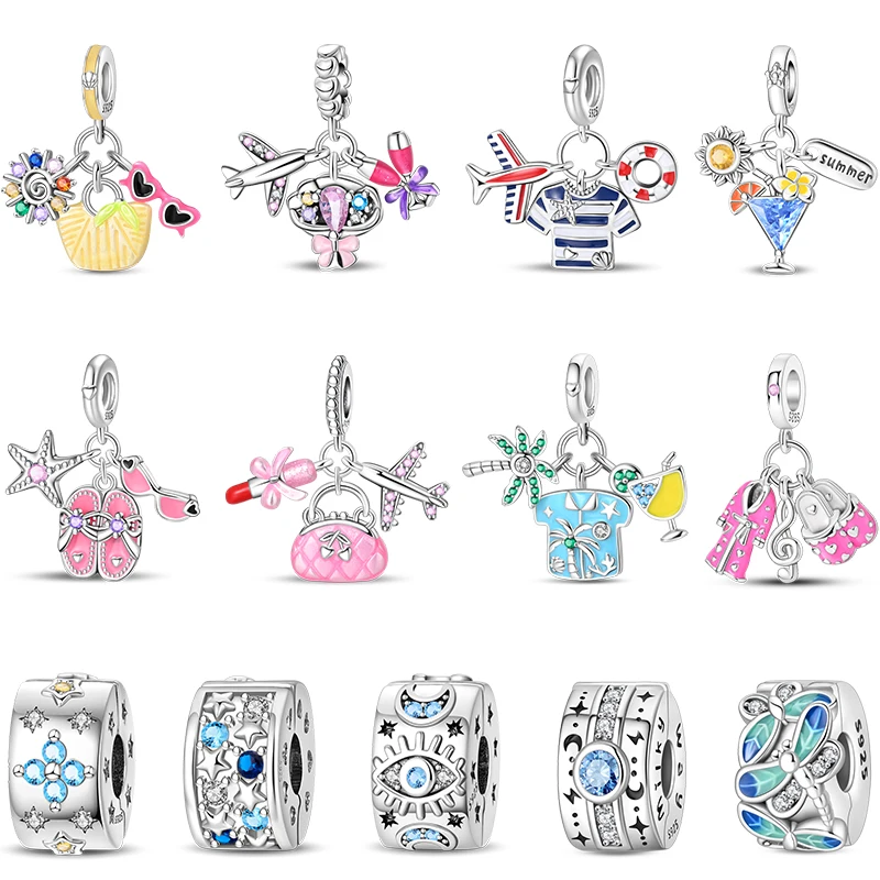 

Забавный стерлинный парус 925, пляжный самолет, мохито, загорание, праздничный дневник, подвески, бусины, подходят для сковороды, оригинальные браслеты, сделай сам, изготовление ювелирных изделий