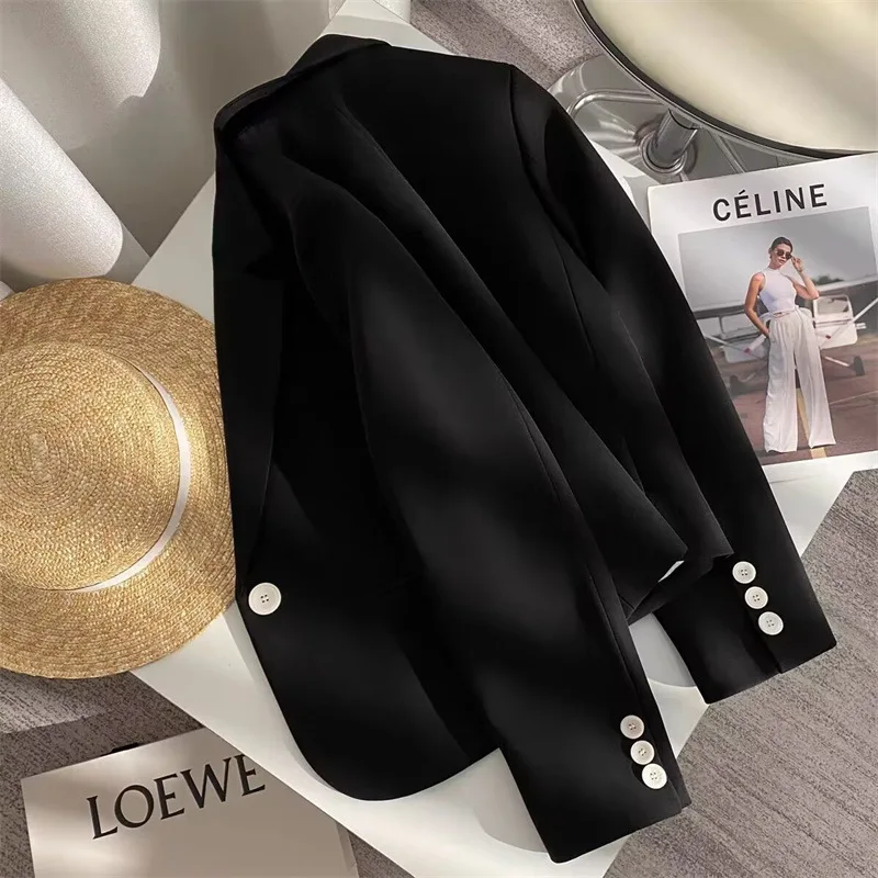 Office Lady Blazer per donna 2026 Moda manica lunga Blazer con bottone singolo Cappotti Top femminile Giacche Capispalla